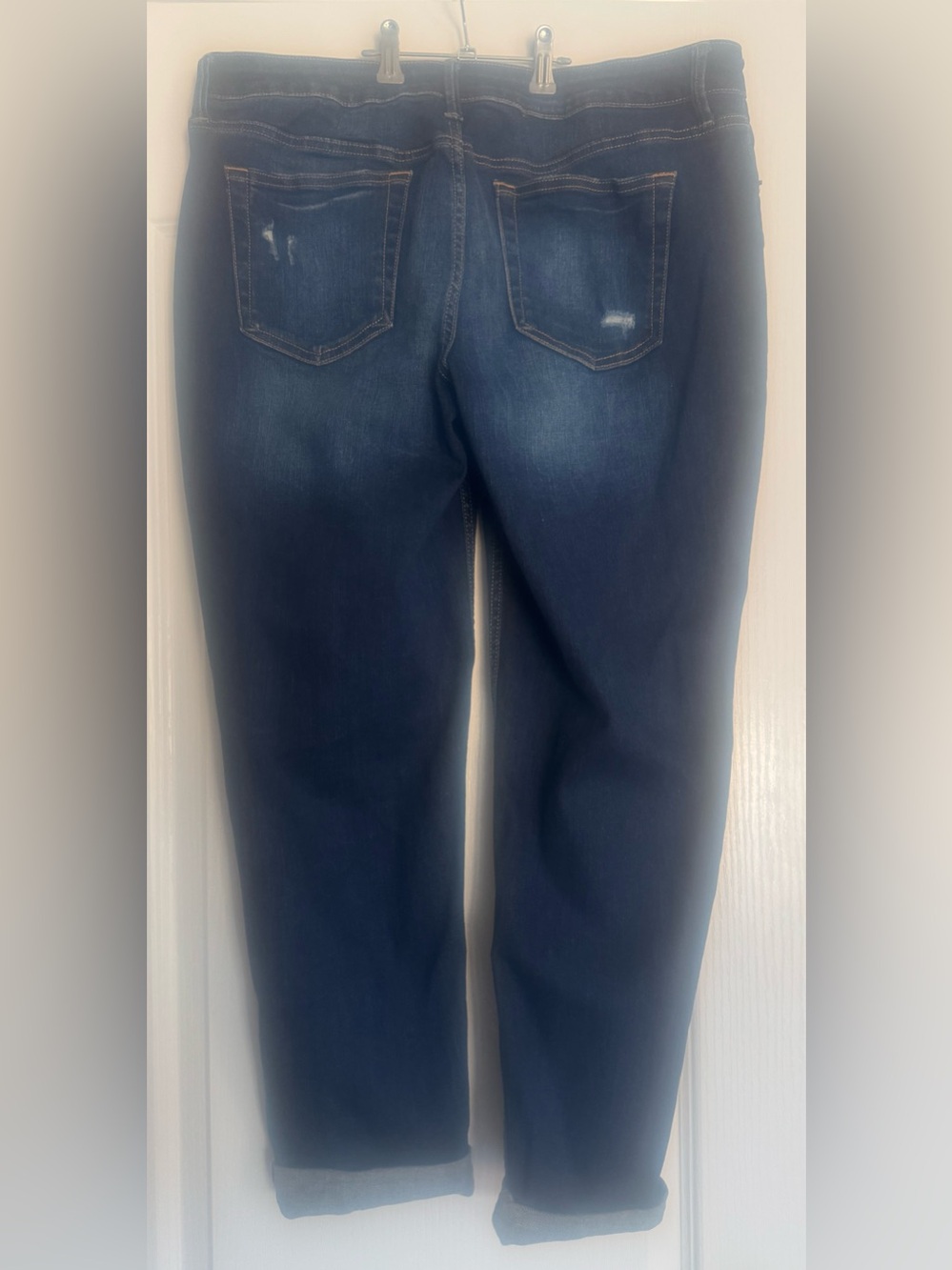 Maurices Distressed Jeans Womens Size 12 Dark Washed Ripped Denim Stretch - Picture 3 of 4